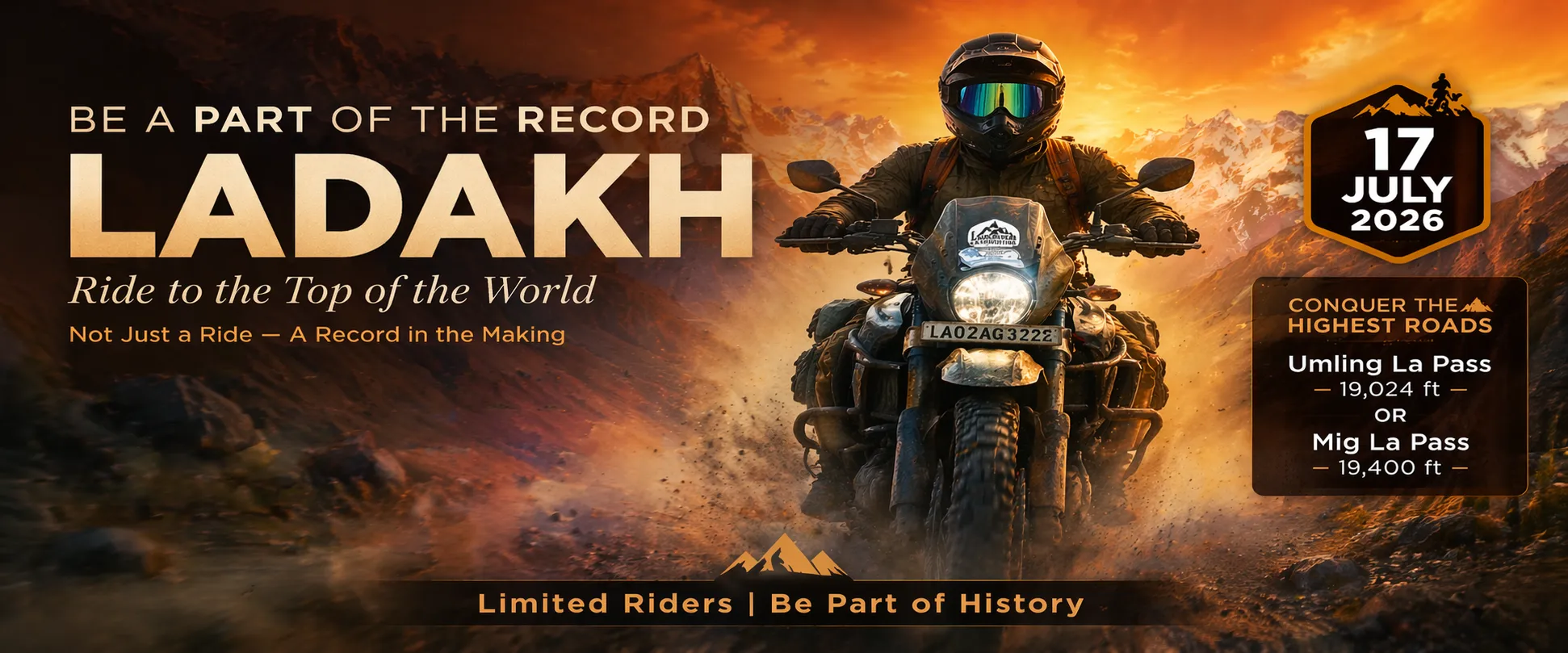 Ladakh bike expedition rider on mountain road