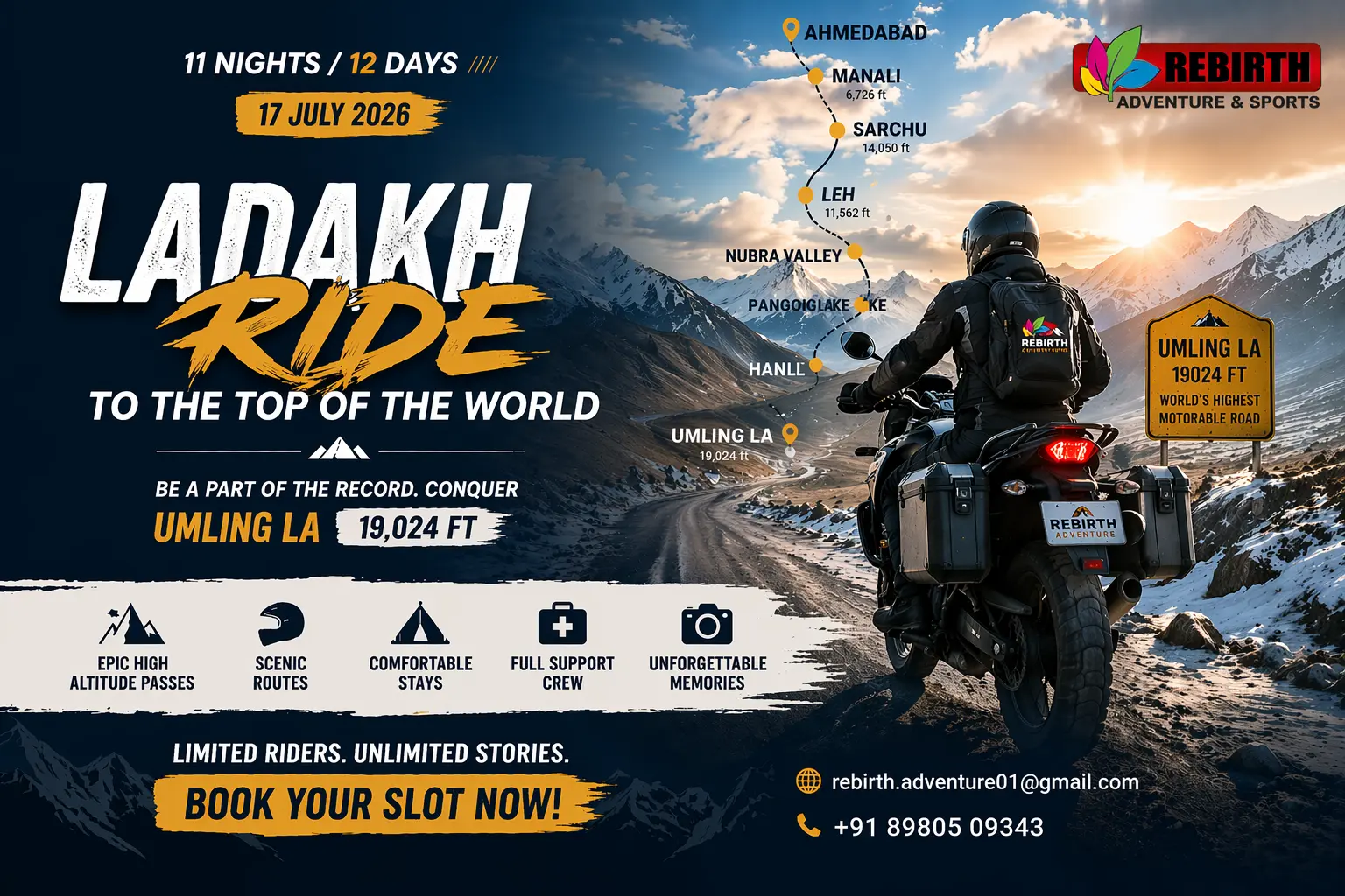 Leh Ladakh Bike Trip 2026 via Umling La – Expedition Guide by Rebirth Adventure